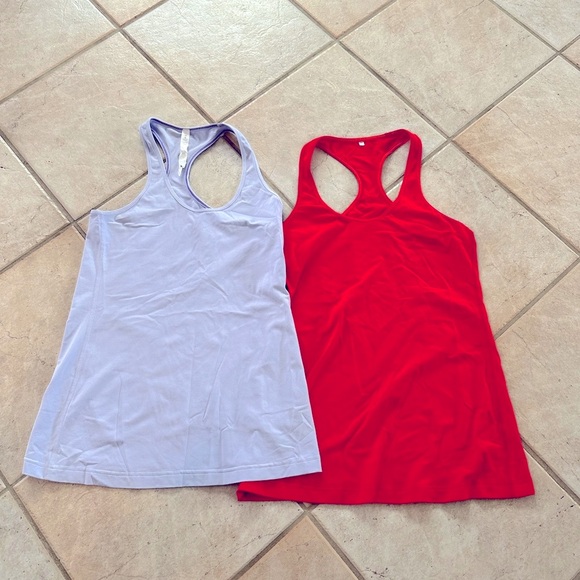 2for1 Lilac Purple and Red Long Lululemon Tank Top Size 10 - Picture 2 of 4